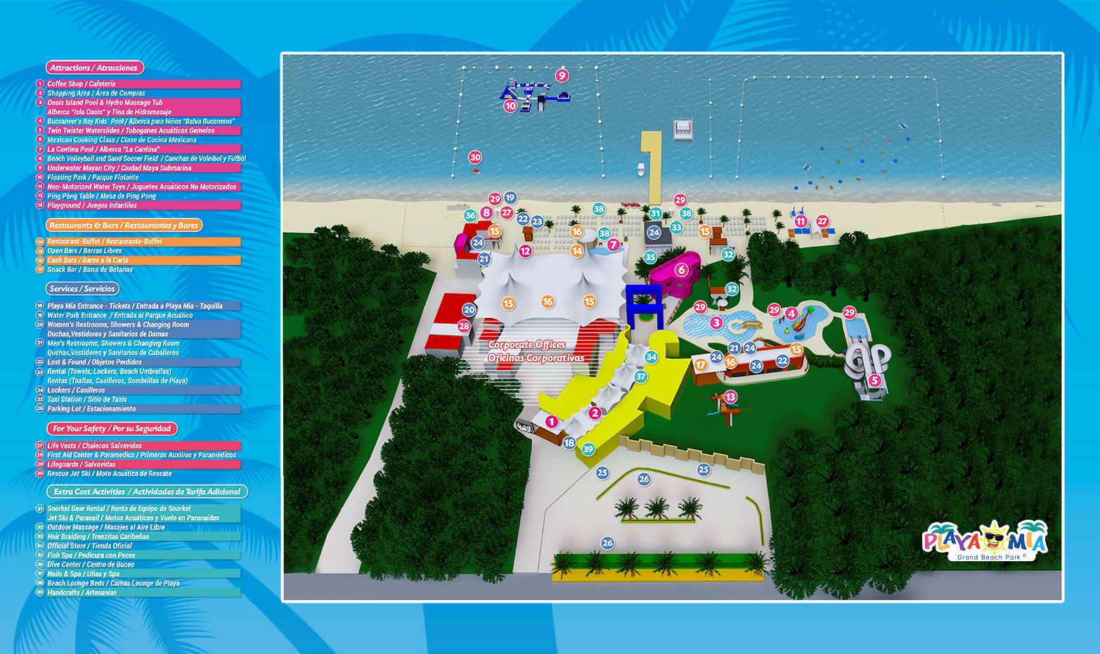 Mapa de Playa Mia Grand Beach Park Mapa Playa Mia
